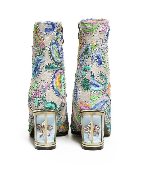 Beads Flower Short Boots
